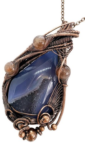 Huge blue geode necklace - geode, with