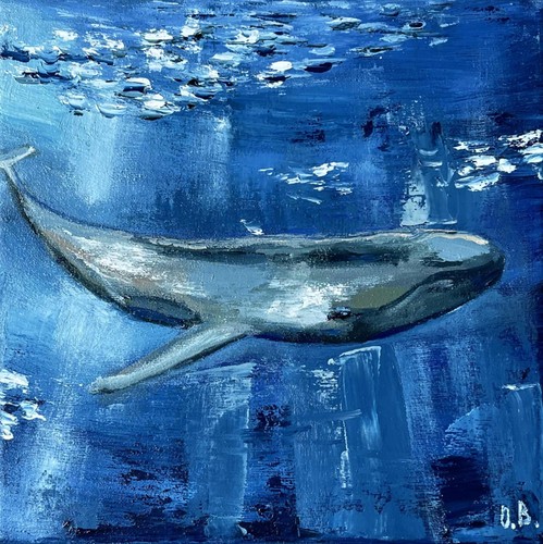 Whale painting ocean original - whale,