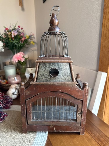 Vintage wood metal 17 - wood, 17"