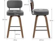Grey Bar Stools Set of 2  65CM