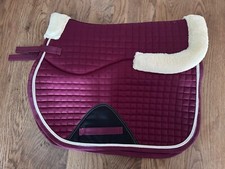 Half Lined Fluffy Saddle Cloth Pad full size numnah Burgundy Machine Washable