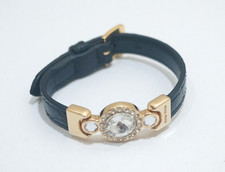 Auth MiuMiu Black Leather Bracelet