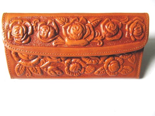 Leather wallet mexican tooled - leather,