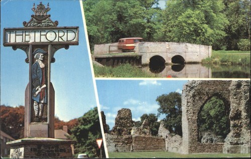 Vintage thetford postcard - thetford,