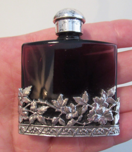Purple glass perfume bottle - glass,