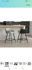 Footstool Modern bar stools set of 2 counter stools PU leather + faux fur...