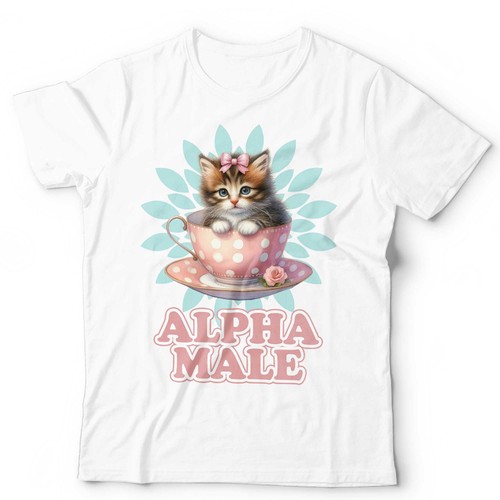 Alpha male tshirt - cat, cup