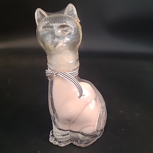 Vintage retro clear glass cat - glass,