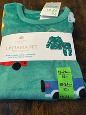 Baby Boys size 18-24 months cosy fleece car print pyjamas set by primark