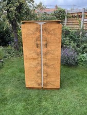 Vintage Antique Style  wardrobe Mid Century Art Deco Drawers Shelves Bur Walnut