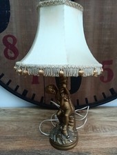 Vintage Cherub Table Lamp With Shade