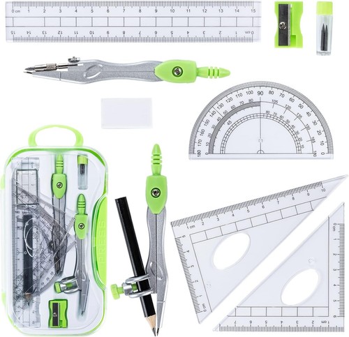 10pc math geometry set compass - set,