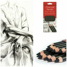 12 Pcs - Artist Pencils For Drawing Sketching Charcoal Watercolour Graded ART UK