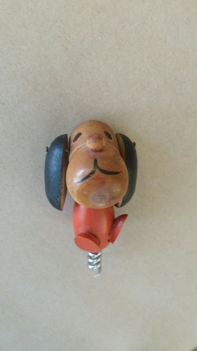 Vintage wooden dog - wooden, bottle