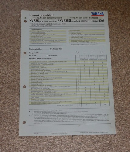 Inspection sheet yamaha - inspection,