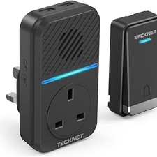 TECKNET PLUG THROUGH WIRELESS DOORBELL - BLACK