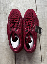 Ladies George Burgundy Glitter Pumps Trainer Shoes Lace Up White Soles Size 6