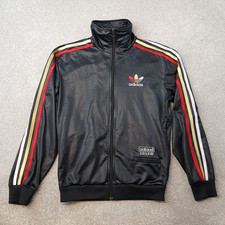 Adidas Mens Track Jacket Small Black Gold Red Chile 62 Originals SST Wet Look