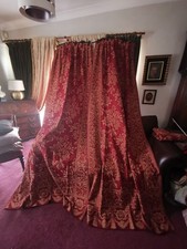 Antique Red & Gold Curtains And Matching Wall/Bed Drape