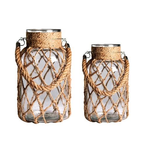Rope dry flower glass vase - flower,
