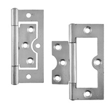Flush Hinges Cupboard Wardrobe Door 3" Louvred Doors Pair Silver Zinc Plated