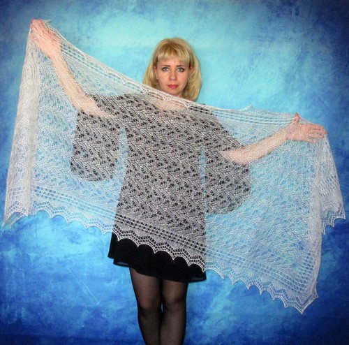White wool warm - , scarf,russian