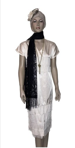 Ivory fringe black - fringe, 1920s