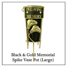 Spike Memorial Vase - Large Gold Leaf Flower Pot for cemetery sympathy graves