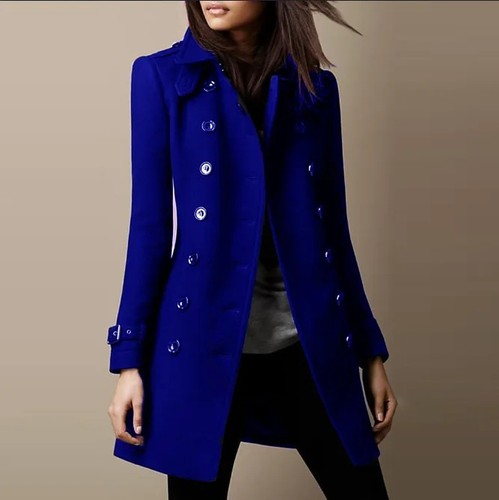 Women button winter trench - button,