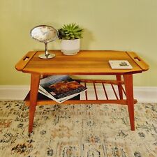 Mid Century Small Side Coffee Table With Shelf & Handles Foldable Vintage 60's 