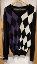 Galvin Green XL Purple White Black Argyle Diamond Golf Jumper Sweater Pullover