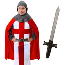 BOYS KNIGHT COSTUME CHILDS ST GEORGES DAY FANCY DRESS ENGLAND MEDIEVAL CRUSADER