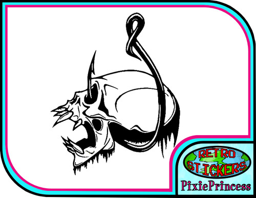 Skull fish hook fishing - fish,