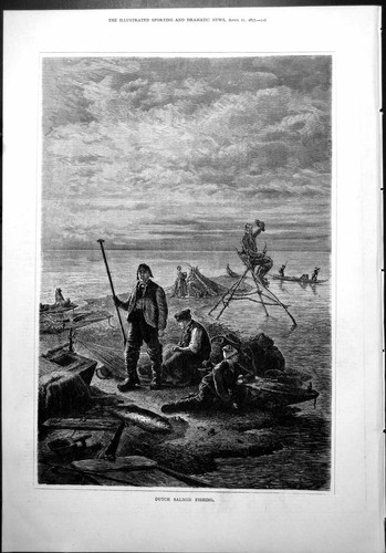 Old print dutch salmon fishing - print,