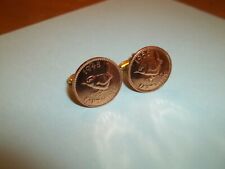FARTHING COIN CUFFLINKS - BRONZE & GOLD - WREN - 1938 to 1955
