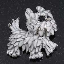 White Enamel Yorkie Puppy Dog
