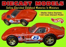 LOVLEY RED 1964/5 SHELBY COBRA DAYTONA COUPE; HOT WHEELS DIECAST SCALE MODEL CAR