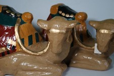 VINTAGE PAPER MACHE CAMEL CHRISTMAS NATIVITY FIGURE PAIR