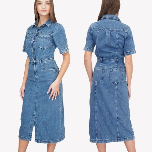 Womens denim dress - m&s, blue