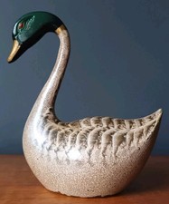 Vintage Painted Brass Duck