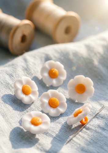 18mm white daisy buttons a - white,