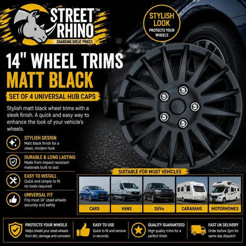 Wheel trims matt black - 14",