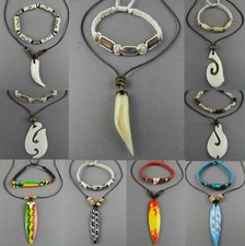 NECKLACE BRACELET SURFER JEWELLERY SET MENS BOYS TOOTH SURF MAORI TATTOO PENDANT