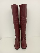Women's DUO Over Knee Boots Bordeaux Leather Samantha Thigh High Buckle New F1