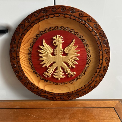 Polish wooden eagle plate - polish,
