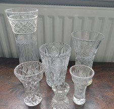 Job Lot 6 Assorted Crystal Vases Various Sizes VGC