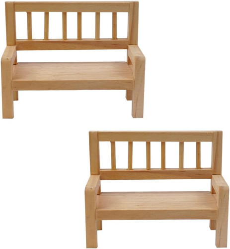 2pcs wooden bench dollhouse - wooden,