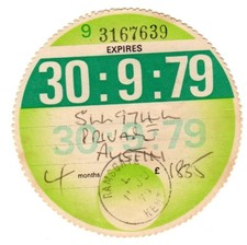 OLD ROAD TAX  DISC 30:9:79 Austin