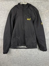 Jack Wolfskin Men's Stormlock Softshell Jacket Black Large Hooded Fleece VGC