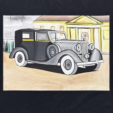 Bernard Buffet drawing on old paper signed stamped vintage